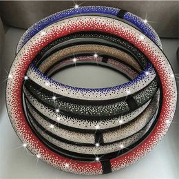 Steering Wheel Covers Bling Crystal Diamond Car Cover For Woman PU Leather Steering-wheel Auto Accessories Case StylingSteering