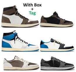 Best Quality 1 High And Low TS Suede 3M Basketball Shoes Men Women 1s TS Fragment Reverse Mocha Sports Sneakers With Box