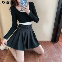 Fashion plus size women's clothing summer women's clothing style skirt college style black bust pleated skirt JXMYY 210412