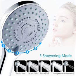 5Position Water Saving Shower Head Five Mode ing Pressure Boost Relax High 220401