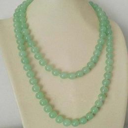 Fashion 10mm Natural Green Jade Gemstone Round Beads Necklaces 36''