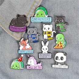 Cartoon Animal esmalte pinos personalizados Tartaruga de gato personalizada Rabbit Broches Roupes de roupas de lapela Citches de zoológico engraçado GC1452