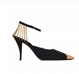Women dress shoes fashion top quality comfortable pointed toe shallow mouth golden chains leisure thin heel popular non slip versatile shoes Y62904