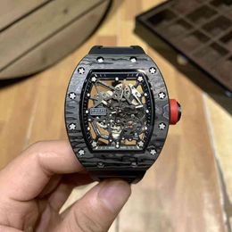 Luxury RichaMill watch Mens Date Wristwatch Wine Barrel Rms035 Series 2824 Automatic Carbon Fiber Black Tape
