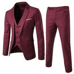 2 Piece Groom Suit Formal Blazer Pants Set Solid Colour Single-breasted Male Korean Style Jacket Zipper Fly Trousers Men Suit 22042247v