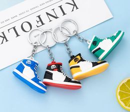3D Mini Three-dimensional Sneaker Keychain Pendant Creative Designer Basketball Shoe Keychains Soft Plastic Decoration Gift Key Ring
