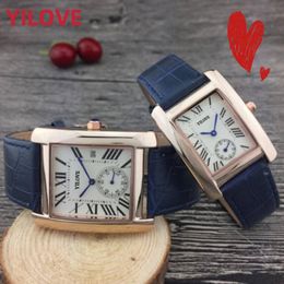 Montre De Luxe Mens Roman Gapan Quartz Movement Watch Women Rectangle Genuine Leather Strap Clock Sapphire Waterproof Couples Style Classic Gifts Wristwatches