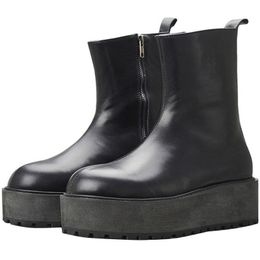 Platform Mens Military Boots Genuine Leather Shoes For Men Luxury Men's Biker Boot
