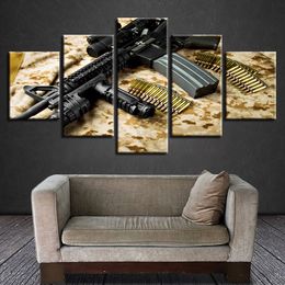 High Power Rifle Submachine Gun and Bulle Canvas HD Prints Posters Home Decor Wall Art Pictures 5 Pcs Art Paintings No Frame