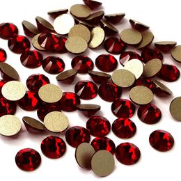 Bark Siam Round Flat Back Rhinestones Crystal Strass Deep Red Non Hot-Fix Rhinestone DIY clothes Garment Nail Decoration