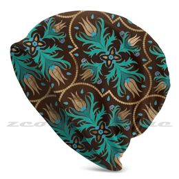 Berets Turkish Tulip-Ottoman Tile Diy Pullover Cap Knit Hat Plus Size Keep Warm Elastic Soft Ottoman Motif Tulip