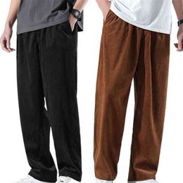 Man Pants 2022 Spring Autumn Loose Men Trousers Solid Colour Straight Temperament Sporty Cargo Pants Trousers G220507