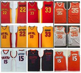 Vintage Oak Hill High School Carmelo Anthony Kevin Durant Basketball Jerseys Syracuse Orange 15 Jersey Texas Longhorns 35 College Stitched S