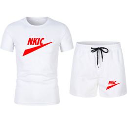 Fashion Brand Men's Tracksuit Sets Summer Casual Sportswear Men Short Sleeve Cotton Tops+shorts 2 Piece Hip Hop Streetwear Male