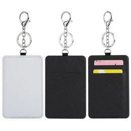 Sublimation Keychain Wallet Holder Sundries PU Leather ID Badge Card Holders Blocking Pocket for Offices School ID Driver Licence FY3826 sxaug05