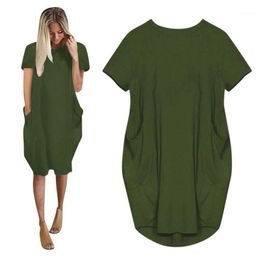 Party Dresses For Women Jumper Ladies Oversized Baggy Short Sleeve Summer Dress Holiday Pocket Pullover Woman Vestidos Robe 2022