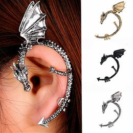 Clip-on & Screw Back Gothic Rock Punk Dragon Earring Vintage Ear Cuff Earrings For Women Retro Clip Left Fashion Jewelry 1pcs