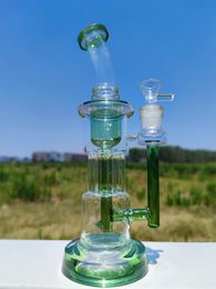 10 Inch Green Heavy Thick Mixed Colour Hookah Glass Bong Dabber Rig Recycler Pipes Water Bongs Smoke Pipe with 14mm Female Joint