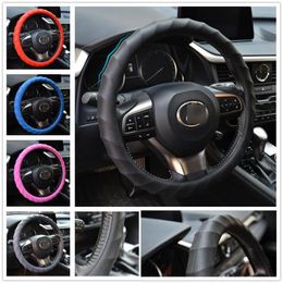 Steering Wheel Covers 14" 15" Universal Sport Silicone Cover Glove Car Styling Anti-slip Cow Leather Massage Protector InteriorSteering