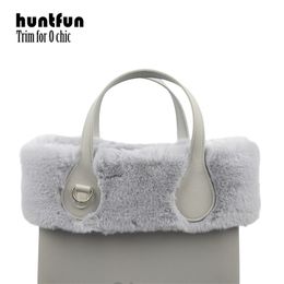 huntfun New 8 Colours Women Bag Faux Rex Rabbit Fur Plush Trim for Chic O BAG Thermal Plush Decoration Fit for Ochic Obag 210302