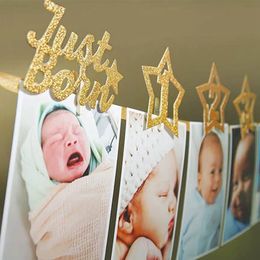 Birthday Baby Clip Photo Banner Newborn 12 Month Photo Prop Monthly Milestone Bunting Garland First Birthday Party Decoration MJ0530