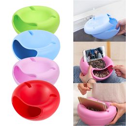 Storage Boxes Lazy Snack Plastic Fruit Bowl Stoned Melon Seeds Round Double-layer Detachable Organizer Fruit Phone Chasing Drama Artifact LT0018