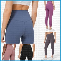 2024 LU-32 Yoga Outfits Solid Colour Women yoga pants High Waist Sports Gym Wear Leggings Elastic Fitness Lady Overall Full Tights Workout Yoga Outfits pants 1M6U