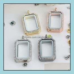 Lockets Necklaces Pendants Jewellery Top Grade Fashion Square Floating Locket Diy Transparent Glass Frames Floatings Charms Wholesale Ship D