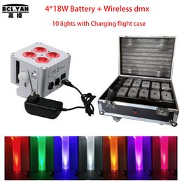 Stage wash light 4x18w 6in1 dmx wireless battery powered led par Uplighting