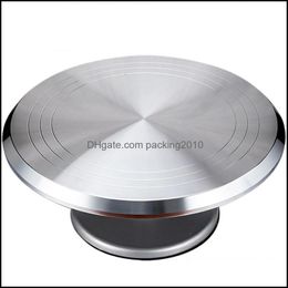 Baking Pastry Tools Bakeware Kitchen Dining Bar Home Garden Cake Aluminium Decoration Board Non-Slip Turntable Hand Dhvab