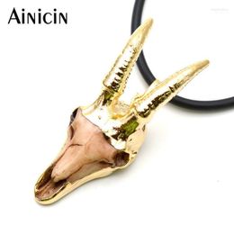 Pendant Necklaces 5pcs Gold And Silver Plating Antelope Head Shape Pendants 16'' Rubber 18'' Chain NecklacePendant Heal22