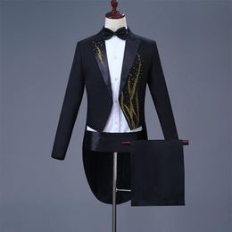 Men's Suits & Blazers Men Formal Jackets Luxury Male Blazer Black Tuxedo Coat Costume Adults Wedding Show Outfits Stage Clothes For Singers