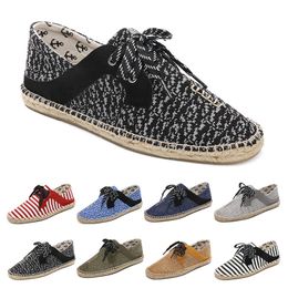 2022 New canvas shoes breathable straw hemp rope mens womens big size 36-44 eur fashion Breathable comfortable black white green Casual three 2033