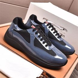 Men America'S Cup Xl Leather Sneakers High Quality Patent Flat Trainers Black Mesh Lace-up Casual Shoes Outdoor Runner MKJL0002 SDFSFSSDF