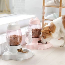 2.2L Pet Automatic Feeder Dog Cat Drinking Bowl For Dogs Water Drinking Feeder Cat Feeding Large Capacity Dispenser Pet Cat Dog 210320