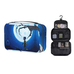 Cosmetic Bags & Cases Fashion Coraline Horror Movie Travel Toiletry Bag Women Hanging Makeup Organiser Dopp KitCosmetic