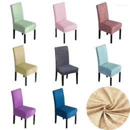 Chair Covers 1 Piece Solid Colour Cover Weaving Pattern Spandex Stretch For Dining Room Kitchen Wedding Banquet