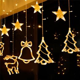 Strings Curtain Light String Christmas Tree Bells Stars Multiple Modes Outdoor Layout Party Holiday Home DecorationLED LED