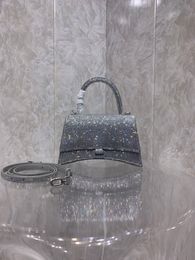 2022 New shiny rhinestone hourglass bag luxury Diamante diamond Handbags women luxurys fashion party banquet dress crossbody shoulder bag with Date code box