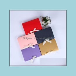 100Pcs 26X17.5X3.5Cm Large Gift Box Cosmetic Bottle Scarf Clothing Packaging Colour Paper With Ribbon Underwear Packing Drop Delivery 2021 Bo