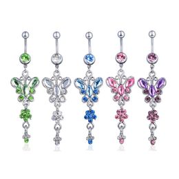 Zircon Butterfly Pendant Crystal Belly Button Rings Piercing Navel Nail Body Jewellery For Women Fashion Jewellery