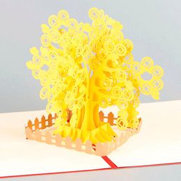 Greeting Cards 3D Laser Cut Handmade Money Tree Paper Invitation PostCard Year Business Creative Gifts