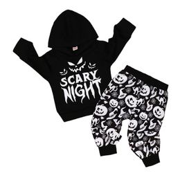 Clothing Sets Baby Boy Halloween Clothes Set Ghost Printed Hoodies Hooded Sweatshirt Top Pants 1-4Y Infant Toddler Festival Costume Outfits