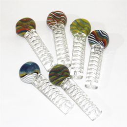 Glycerin Glass Pipe Handmade Smoking Spoon Hand Pipes Tobacco Bowl Oil Burner Dry Herb Filters