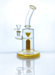 Clear smooth 9" borosilicate glass tube hookah bubbler with 1 lotus perc life seed 14mm male 60mm diameter