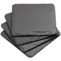 4pcs 10 10CM Natural Slate Drink Coasters Glass Mug Cup Mats Pats Table Placemats For Home Kitchen Use Black 220627