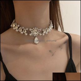 Chokers Necklaces Pendants Jewelry 2021 Luxury Chic Bling Crystal Choker Necklace Fashion Trendy Party Pendant Bride Wedding Gifts Drop De