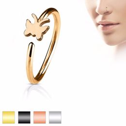 1.0*8mm Cartilage Butterfly Nose Piercing Surgical Steel Bendable Hoop Nose and Studs Nose Ring