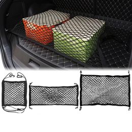 Car Organiser Universal Seat Black Storage Net Pocket 2 Layer Back Bag Sundries Accessories Stretchable