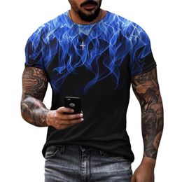 Summer Personality 3D Printing TShirt Flame Pattern for Men Street Handsome Menswear Short Sleeves Mans Casual Tshirt Tops Tee 220607